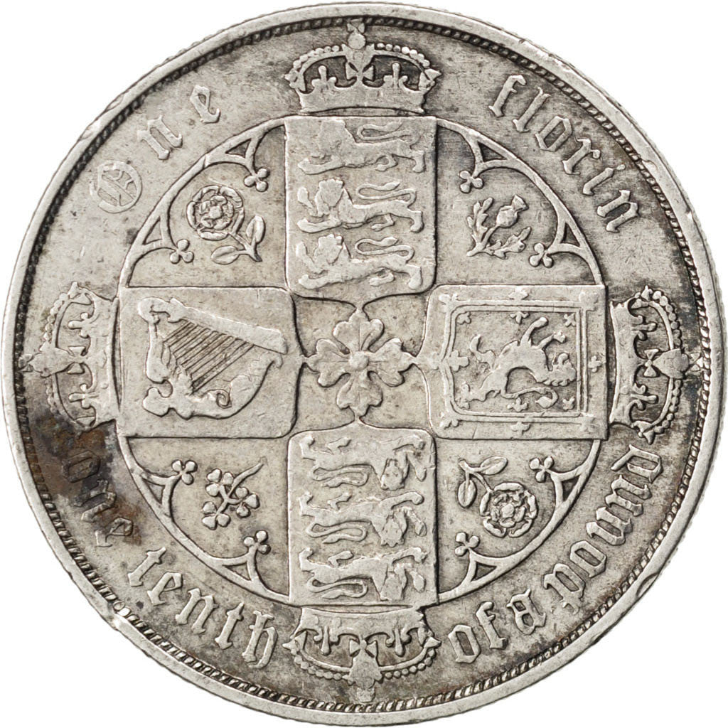 GREAT BRITAIN, Florin, Two Shillings, 1883, KM #746.4, VF(30-35), Silver, 11.15