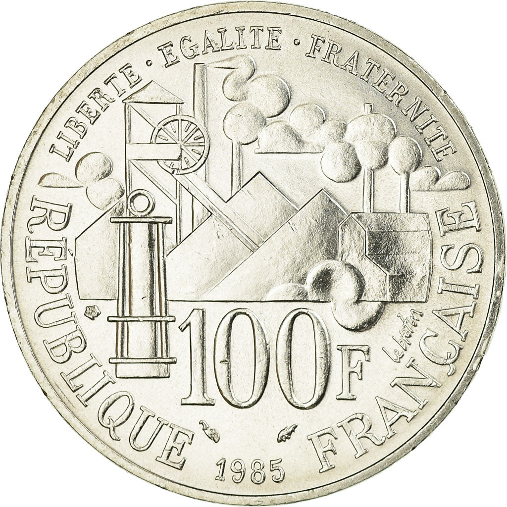 Munten, Frankrijk, Germinal, 100 Francs, 1985, PR, Zilver, KM:957, Gadoury:900
