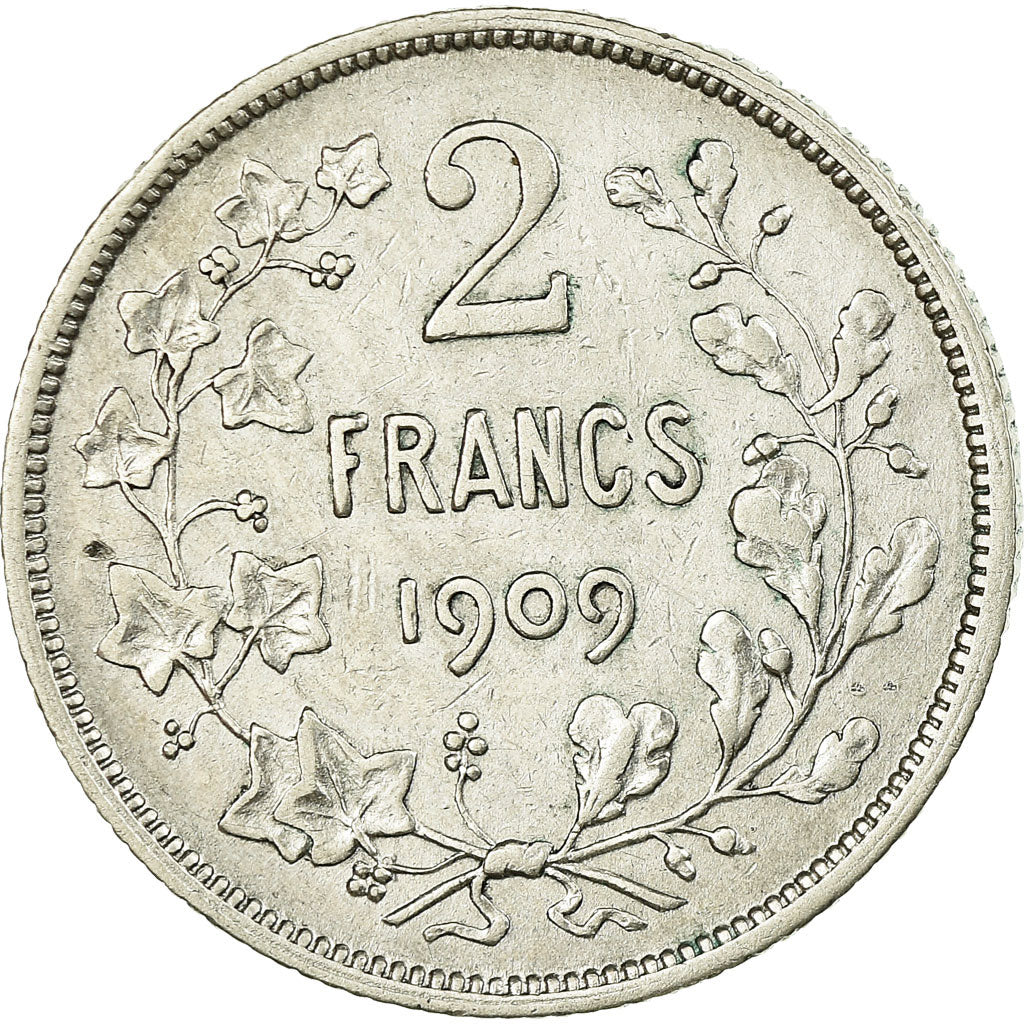Coin, Belgium, 2 Francs, 2 Frank, 1909, EF(40-45), Silver, KM:58.1