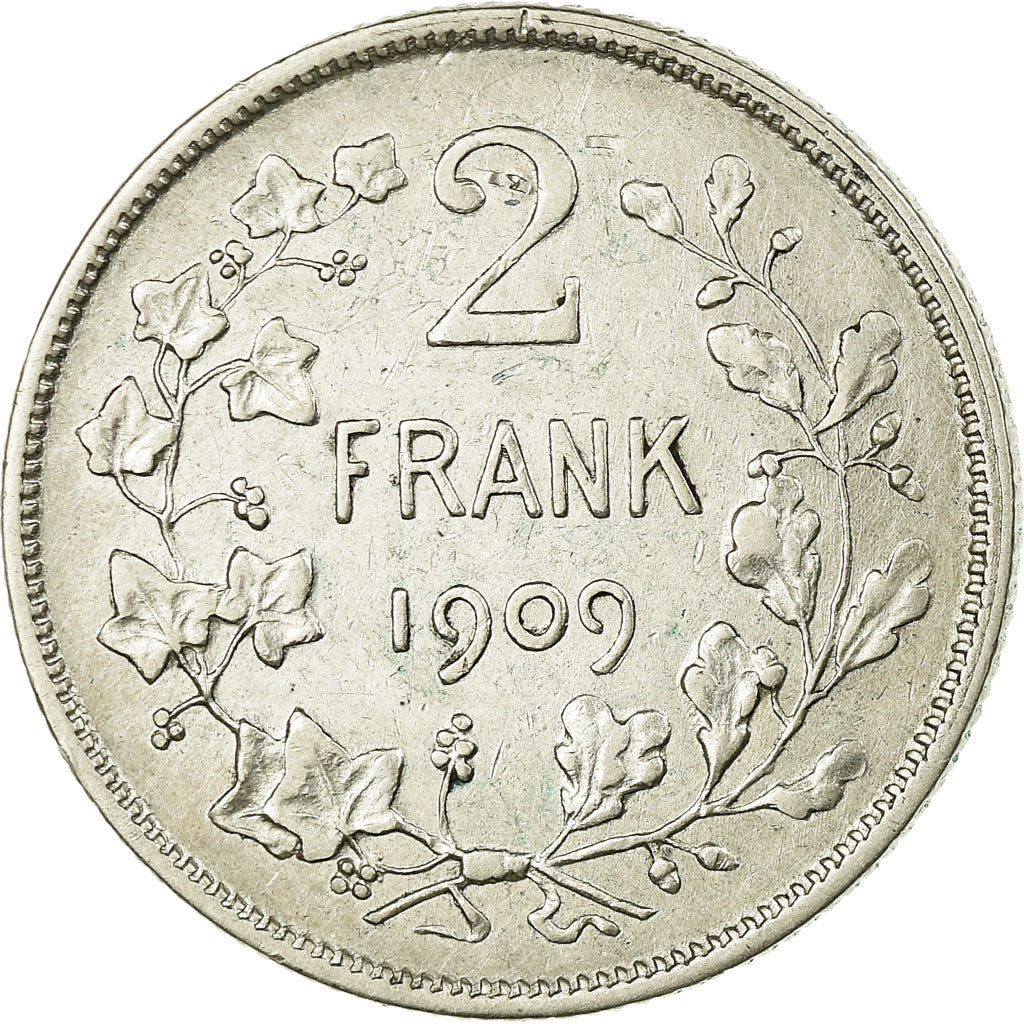 Coin, Belgium, 2 Francs, 2 Frank, 1909, EF(40-45), Silver, KM:59