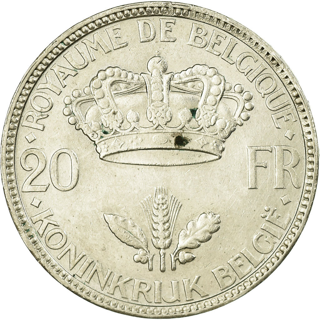 Coin, Belgium, 20 Francs, 20 Frank, 1935, AU(50-53), Silver, KM:105
