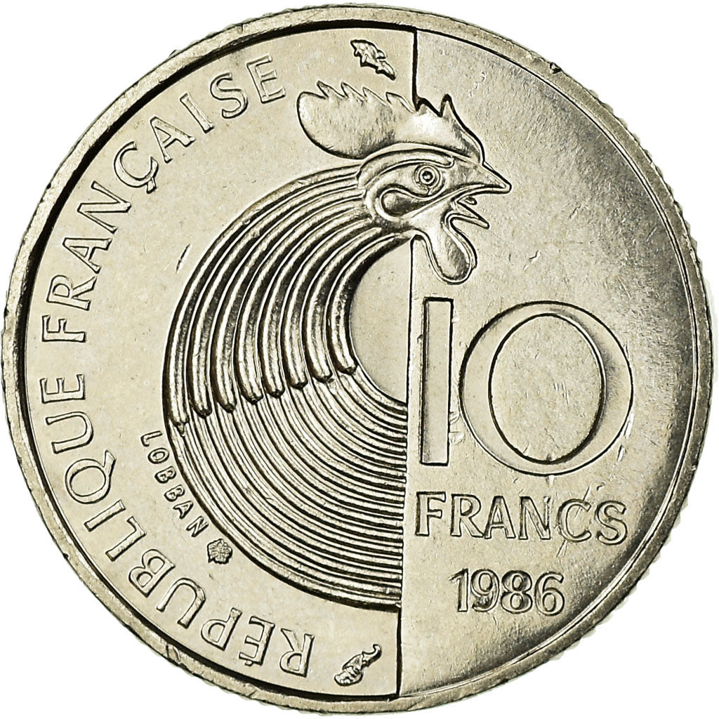 Moeda, França, Schumann, 10 Francs, 1986, EF(40-45), Níquel, KM:958
