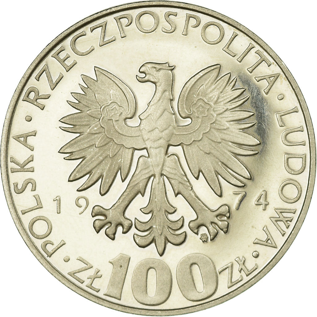 Moneda, Polonia, 100 Zlotych, 1974, Warsaw, BE, EBC, Plata, KM:71