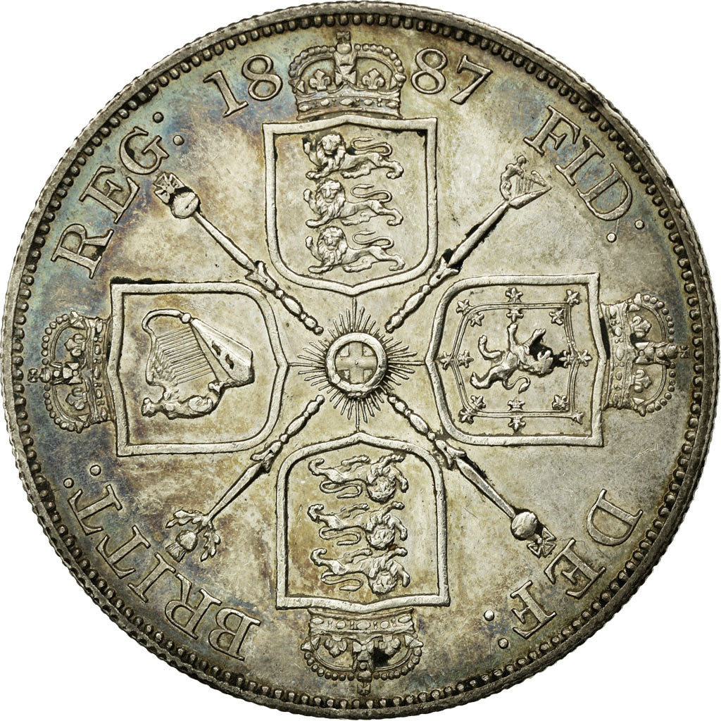 Coin, Great Britain, Victoria, Crown, 1887, AU(55-58), Silver, KM:765