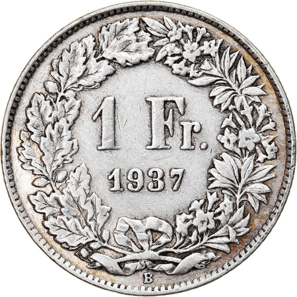 Coin, Switzerland, Franc, 1937, Bern, AU(50-53), Silver, KM:24