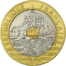Moneta, Francia, Mont Saint Michel, 20 Francs, 1993, BB, Tri-metallico