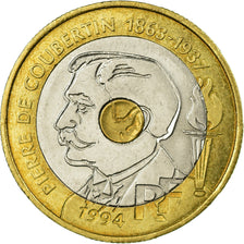 Coin, France, Pierre de Coubertin, 20 Francs, 1994, EF(40-45), Tri-Metallic