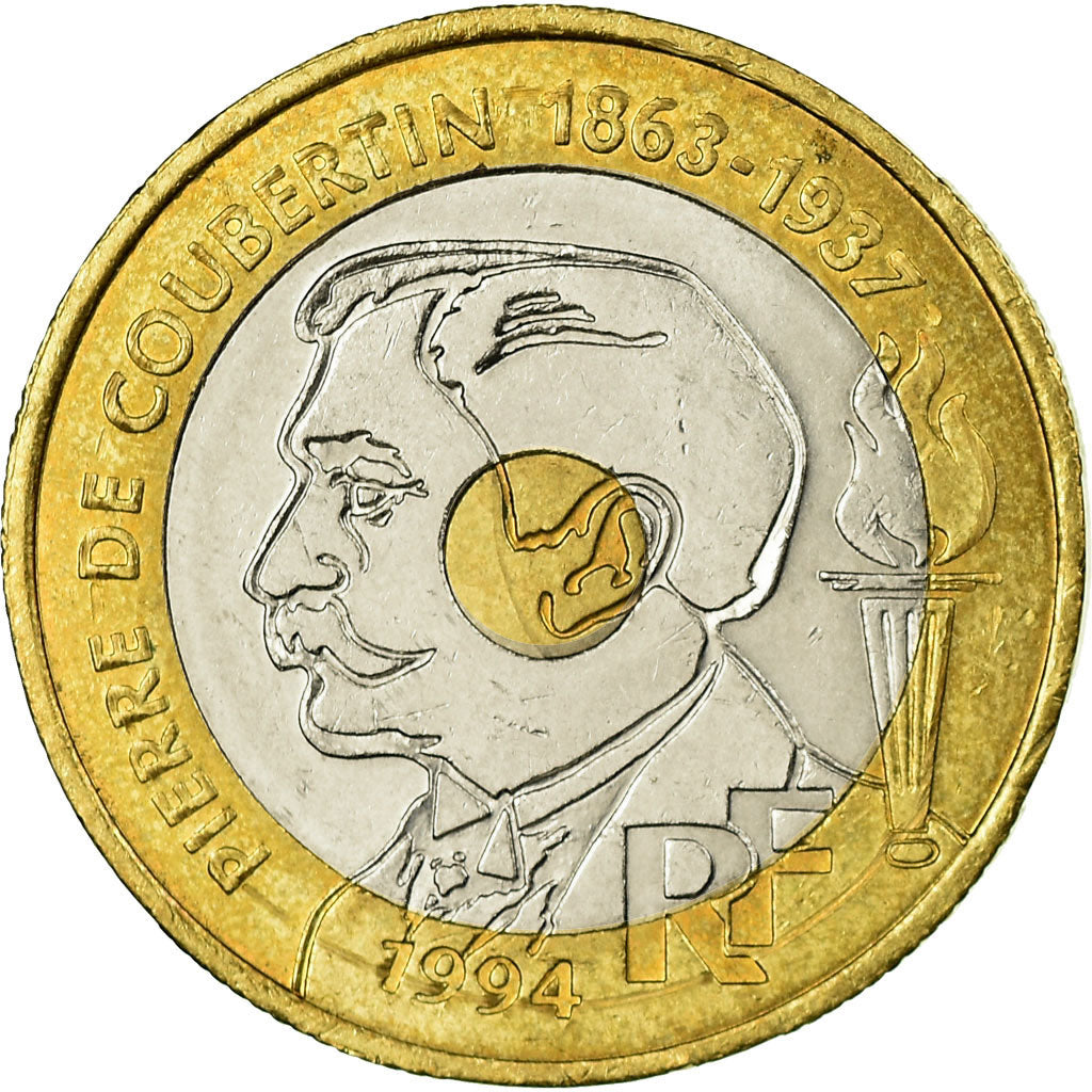 Monnaie, France, Pierre de Coubertin, 20 Francs, 1994, TTB, Tri-Metallic