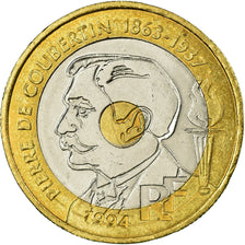 Monnaie, France, Pierre de Coubertin, 20 Francs, 1994, TTB, Tri-Metallic
