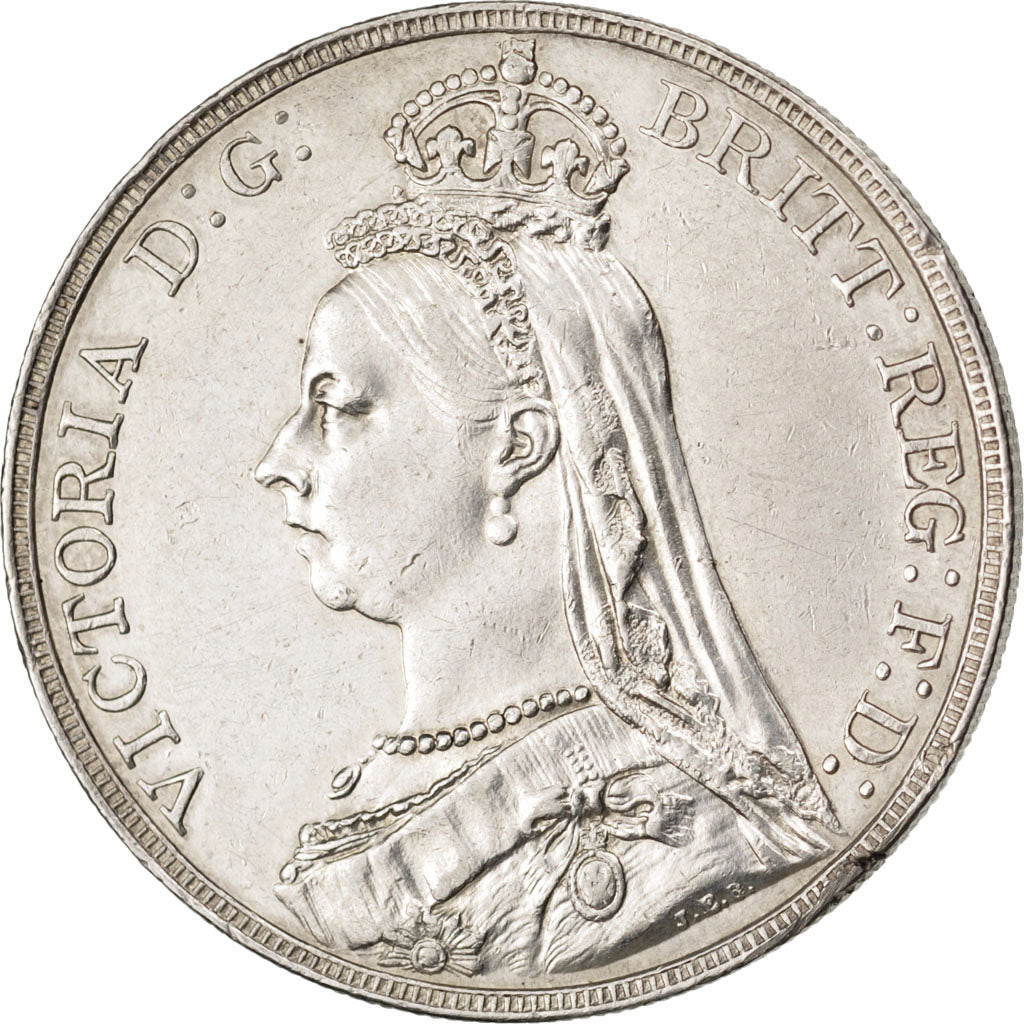 GREAT BRITAIN, Crown, 1887, KM #765, AU(55-58), Silver, 38.61, 28.20