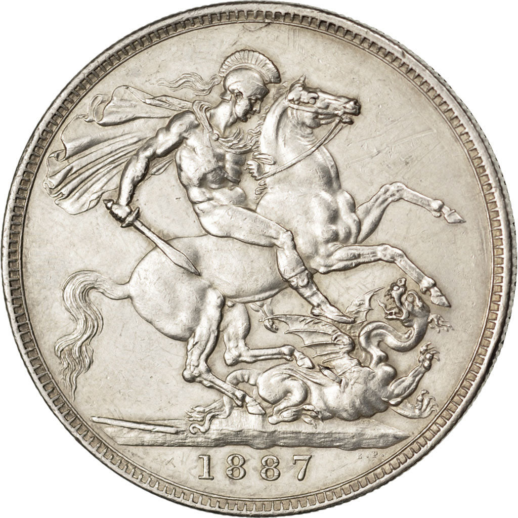 GREAT BRITAIN, Crown, 1887, KM #765, AU(55-58), Silver, 38.61, 28.20