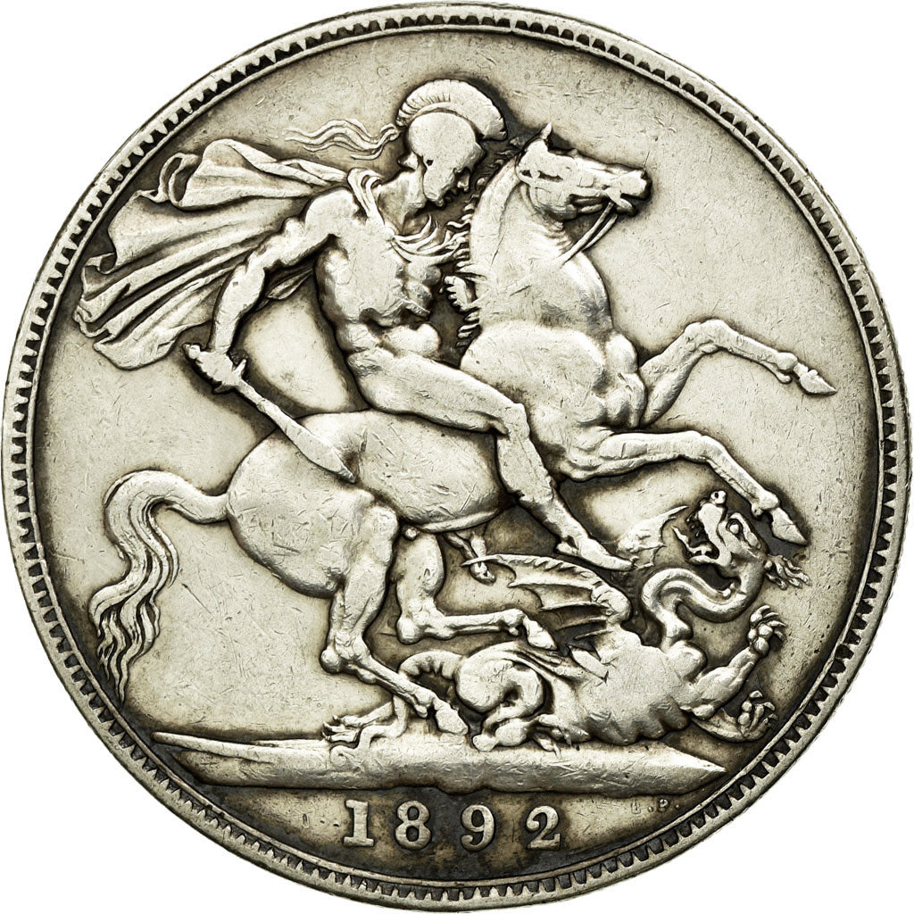 Coin, Great Britain, Victoria, Crown, 1892, VF(30-35), Silver, KM:765