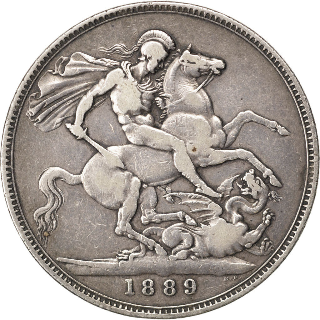 Coin, Great Britain, Victoria, Crown, 1889, VF(30-35), Silver, KM:765