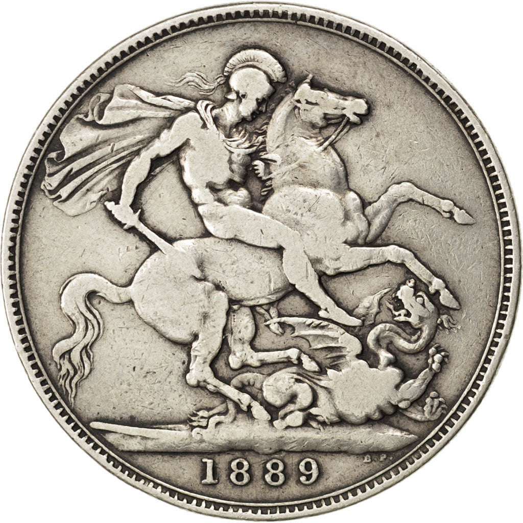 Coin, Great Britain, Victoria, Crown, 1889, VF(30-35), Silver, KM:765