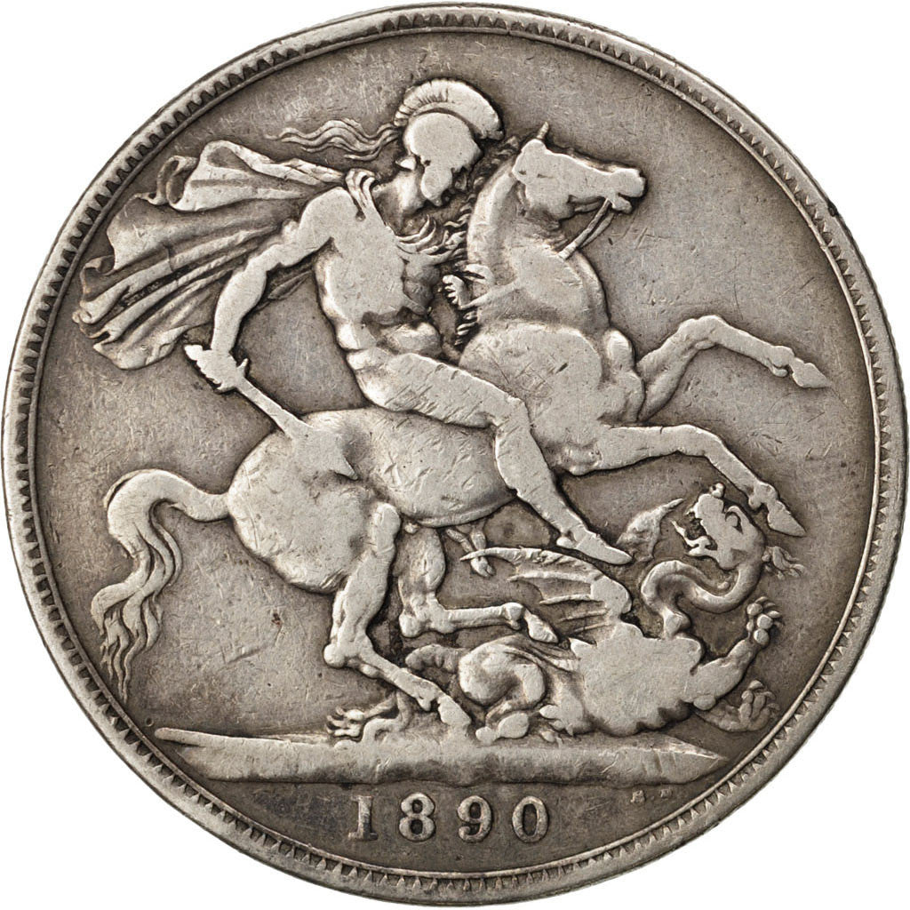 GREAT BRITAIN, Crown, 1890, KM #765, VF(30-35), Silver, 38.61, 27.68