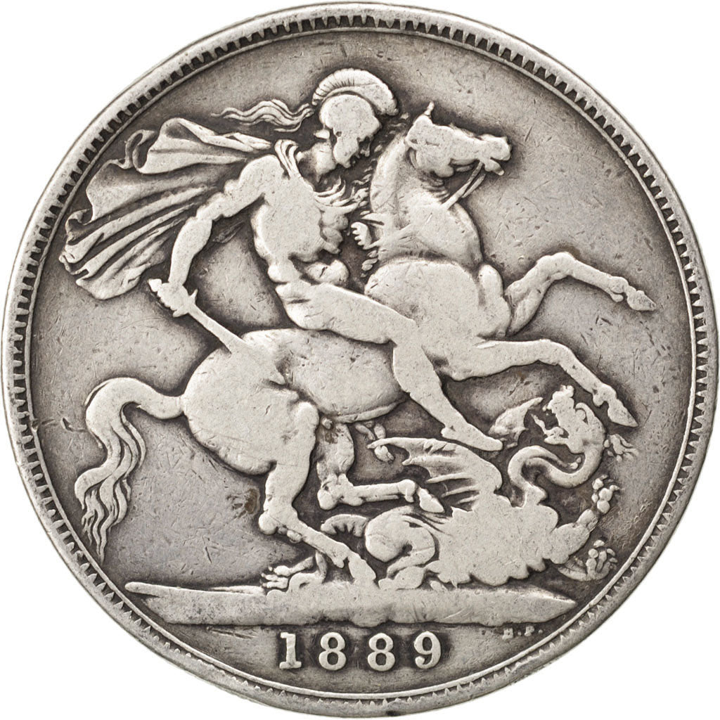 GREAT BRITAIN, Crown, 1889, KM #765, VF(20-25), Silver, 38.61, 27.58