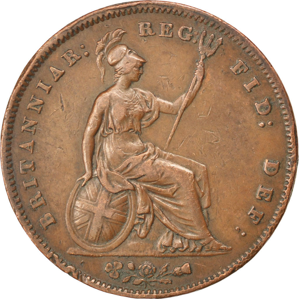 GREAT BRITAIN, Penny, 1848, KM #739, EF(40-45), Copper, 18.91