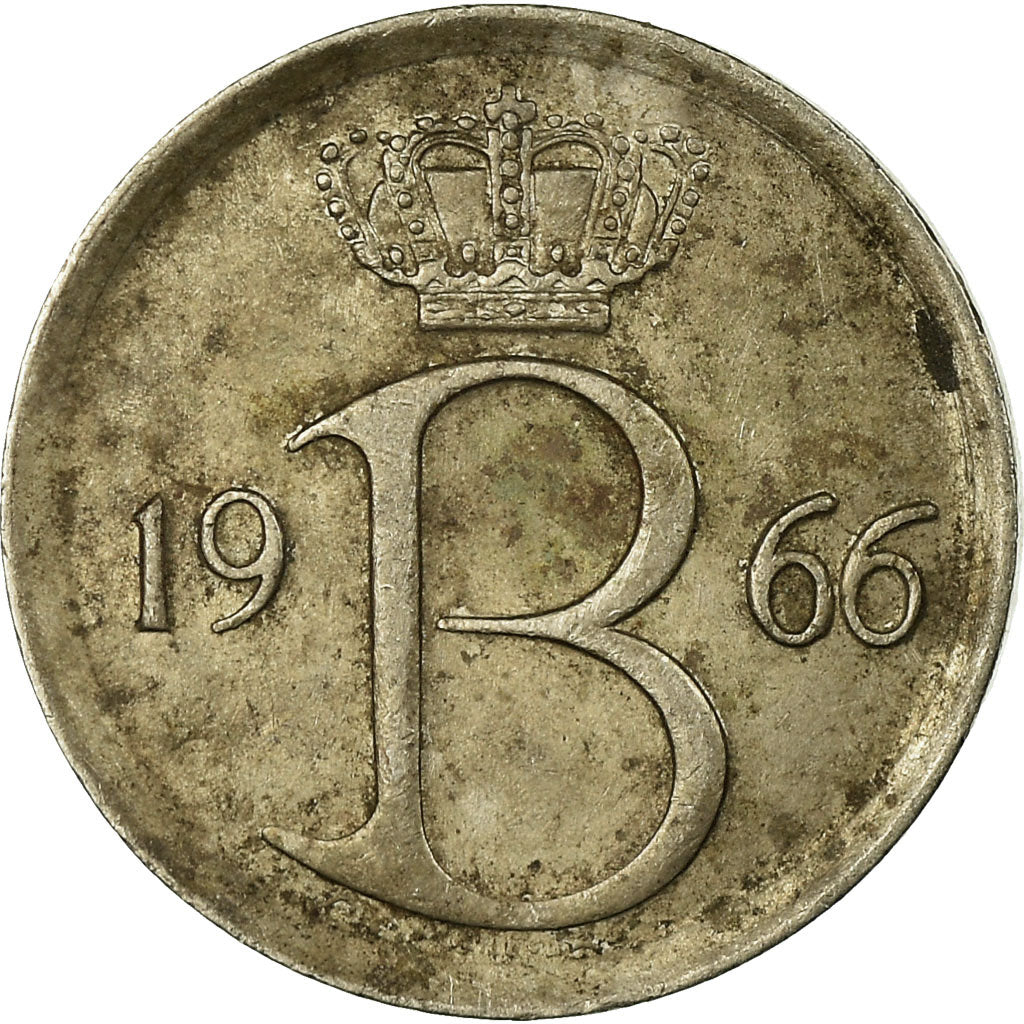 Moeda, Bélgica, 25 Centimes, 1966, Brussels, VF(20-25), Cobre-níquel, KM:154.1