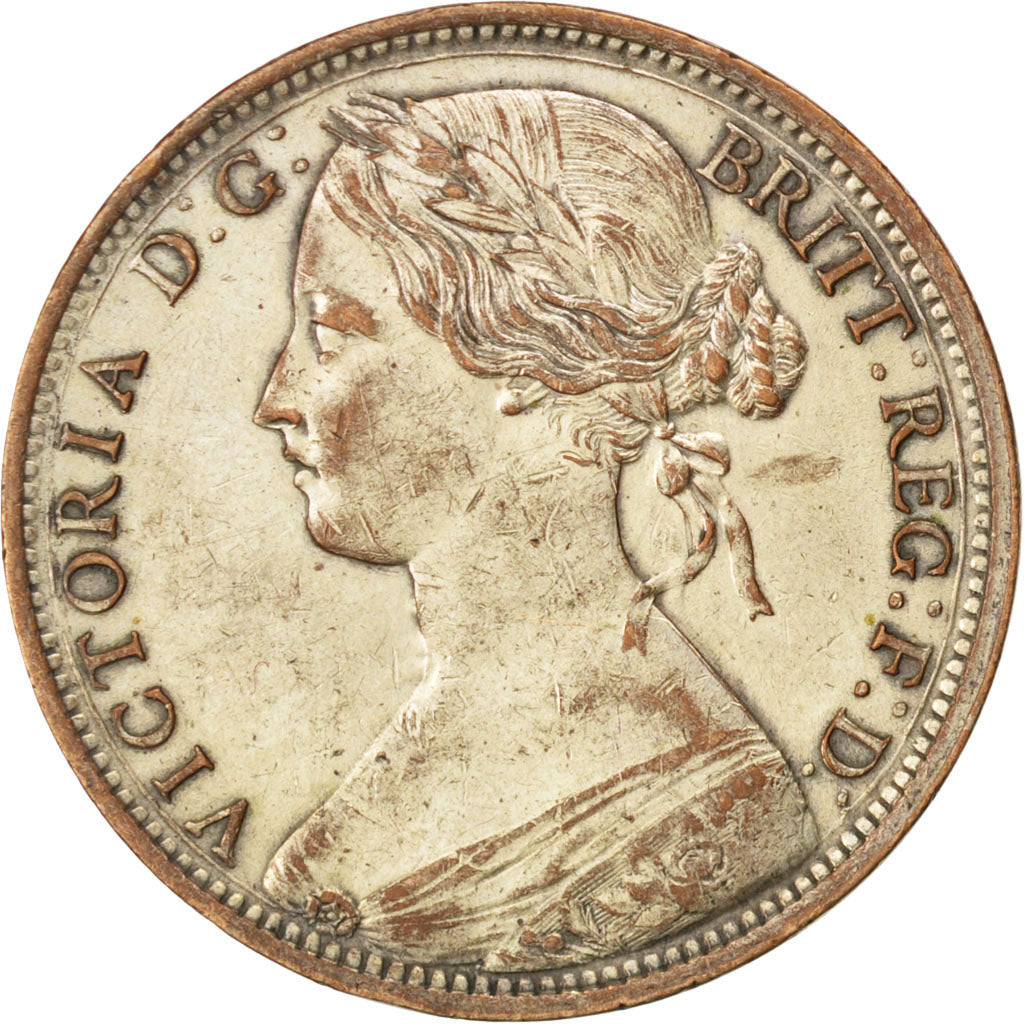 GREAT BRITAIN, Penny, 1861, KM #749.2, AU(50-53), Bronze, 31, 9.57