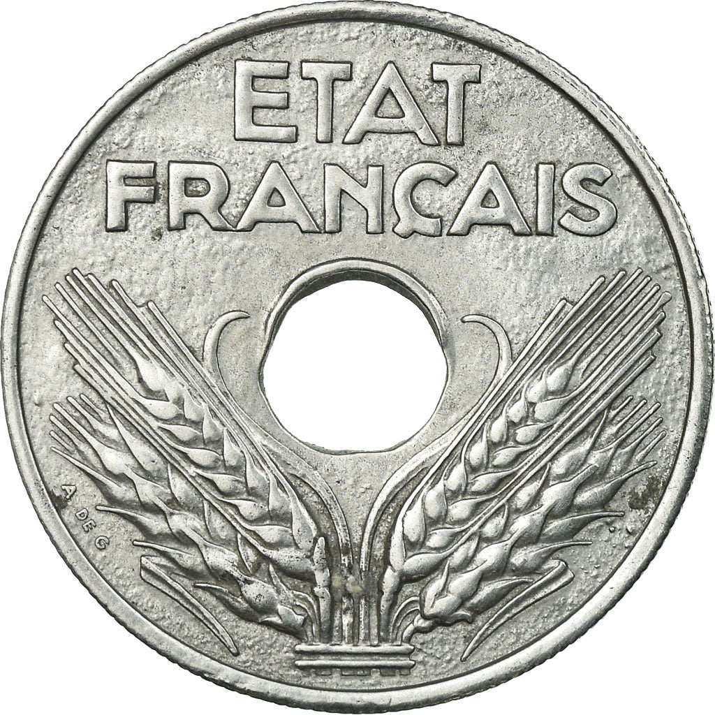 Moneta, Francja, État français, 20 Centimes, 1943, Paris, AU(55-58), Cynk