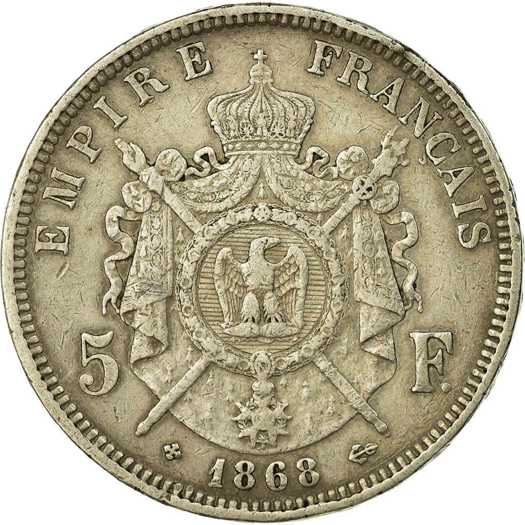 Coin, France, Napoléon III, 5 Francs, 1868, Strasbourg, VF(30-35), Silver