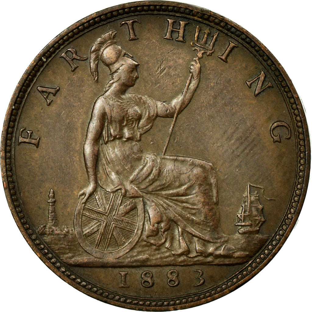 Coin, Great Britain, Victoria, Farthing, 1883, AU(55-58), Bronze, KM:753