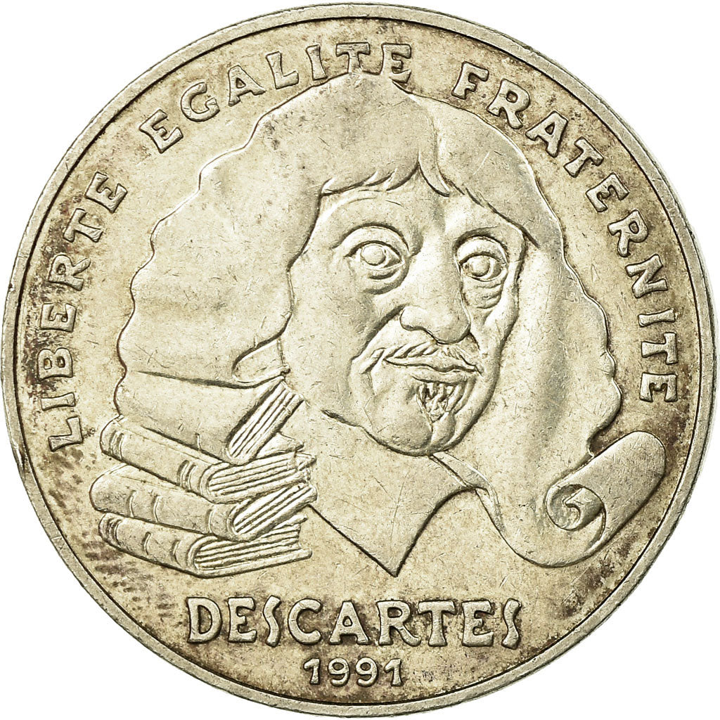 Münze, Frankreich, Descartes, 100 Francs, 1991, SS, Silber, KM:996, Gadoury:906