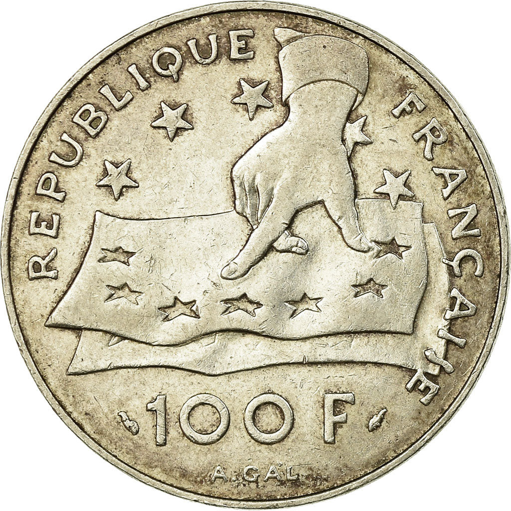 Münze, Frankreich, Descartes, 100 Francs, 1991, SS, Silber, KM:996, Gadoury:906