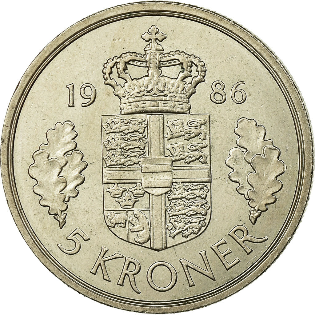 Coin, Denmark, Margrethe II, 5 Kroner, 1986, Copenhagen, EF(40-45)