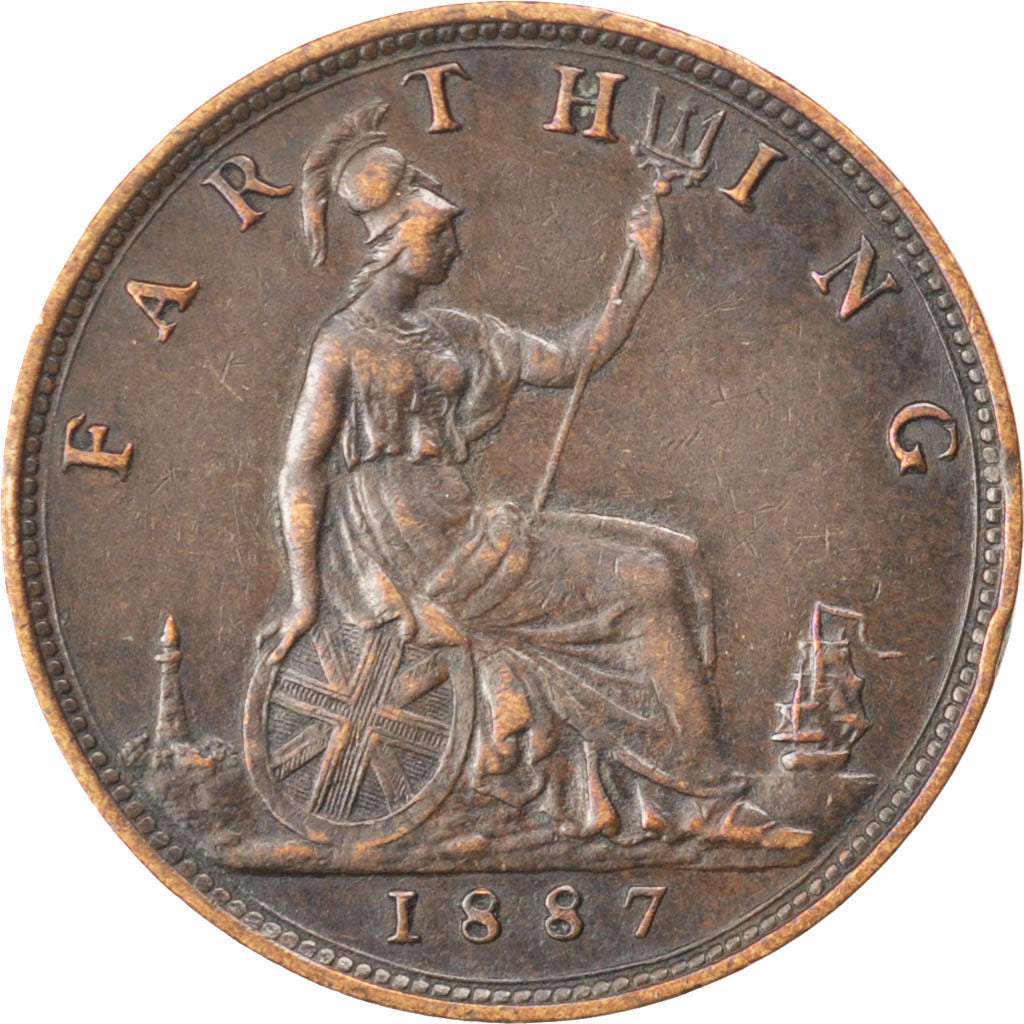 GREAT BRITAIN, Farthing, 1887, KM #753, EF(40-45), Bronze, 20, 2.81