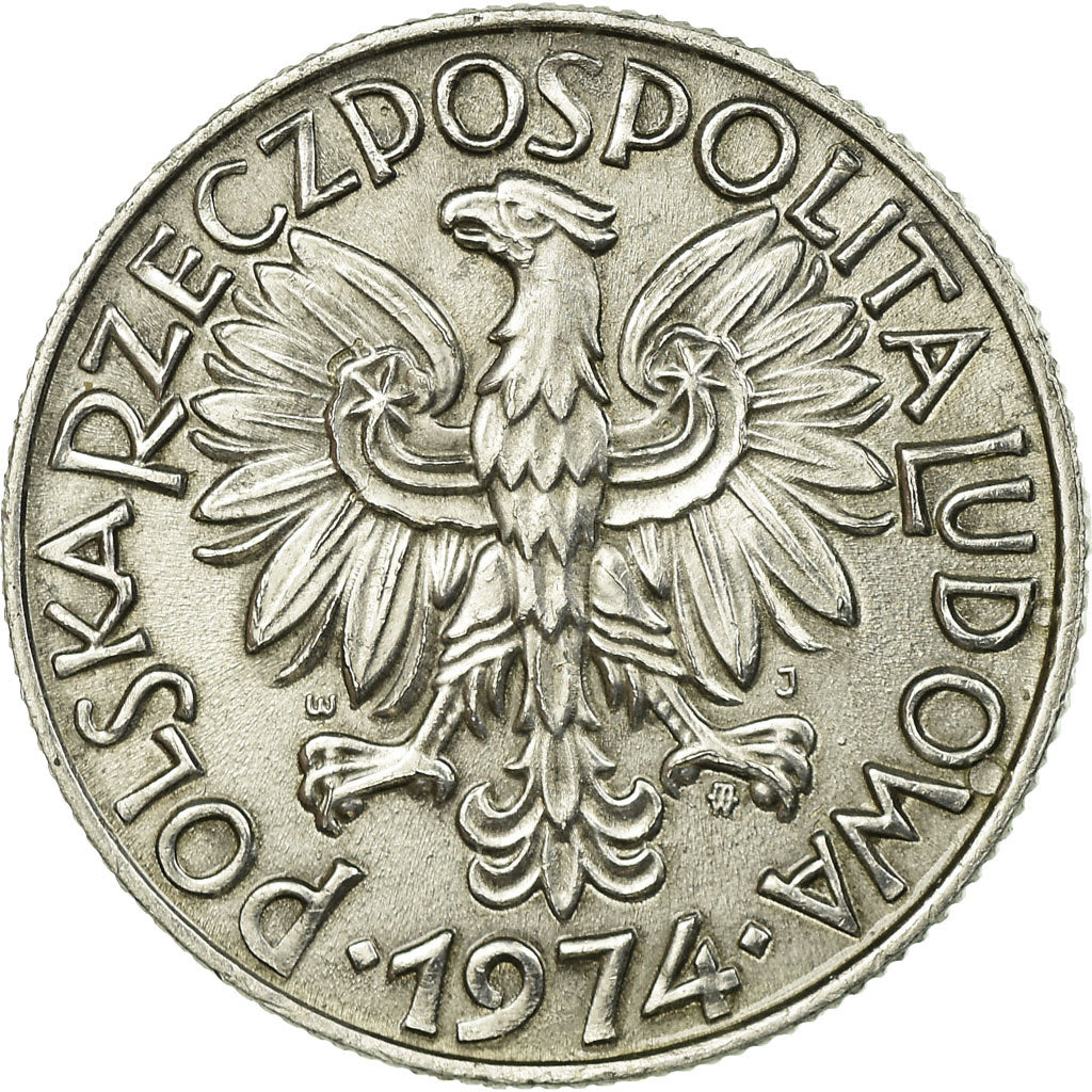 Munten, Polen, 5 Zlotych, 1974, Warsaw, PR, Aluminium, KM:47