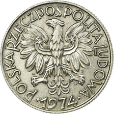 Munten, Polen, 5 Zlotych, 1974, Warsaw, PR, Aluminium, KM:47