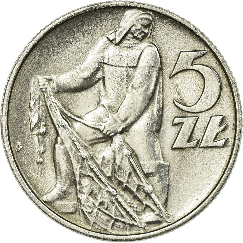Munten, Polen, 5 Zlotych, 1974, Warsaw, PR, Aluminium, KM:47