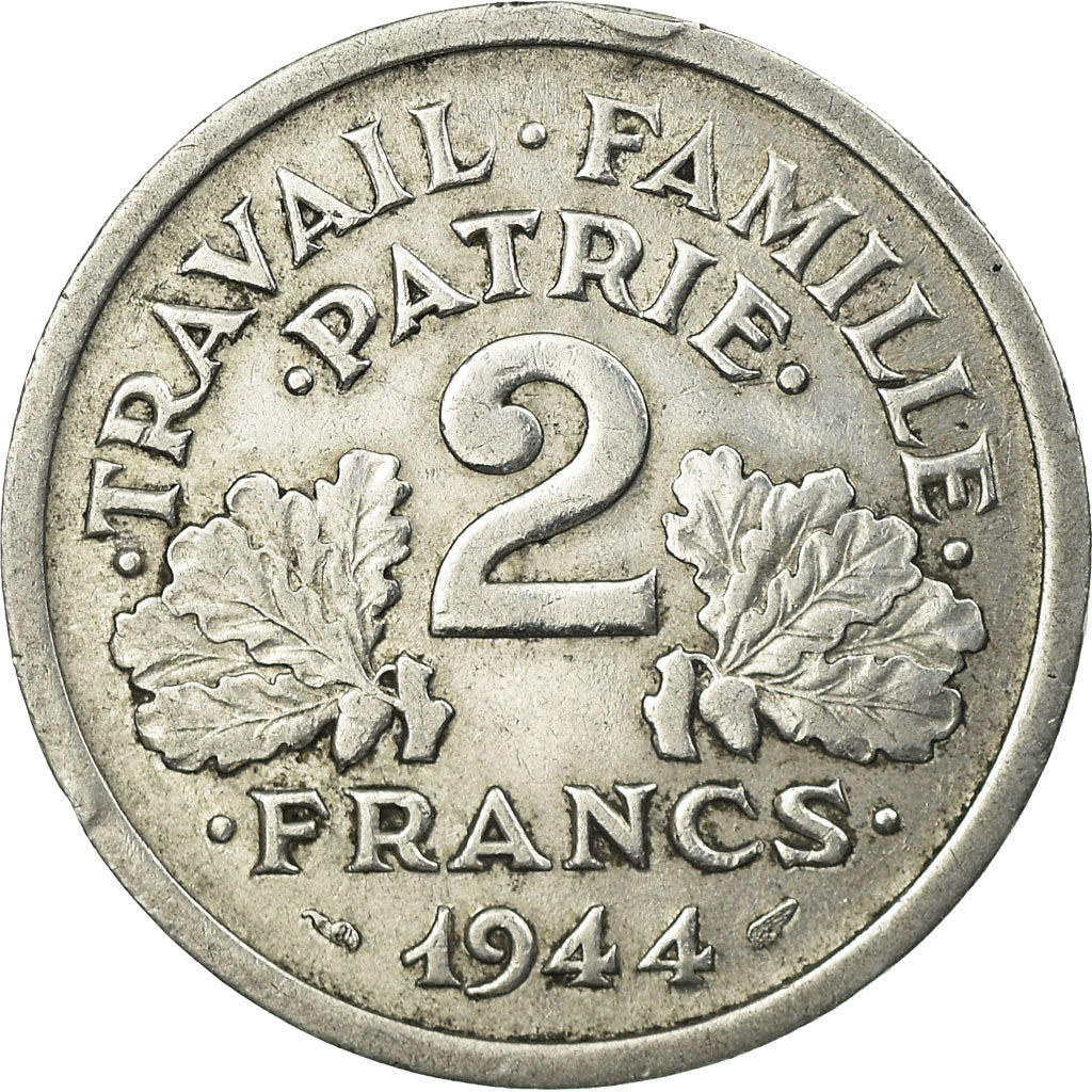 Coin, France, Bazor, 2 Francs, 1944, Castelsarrasin, EF(40-45), Aluminum
