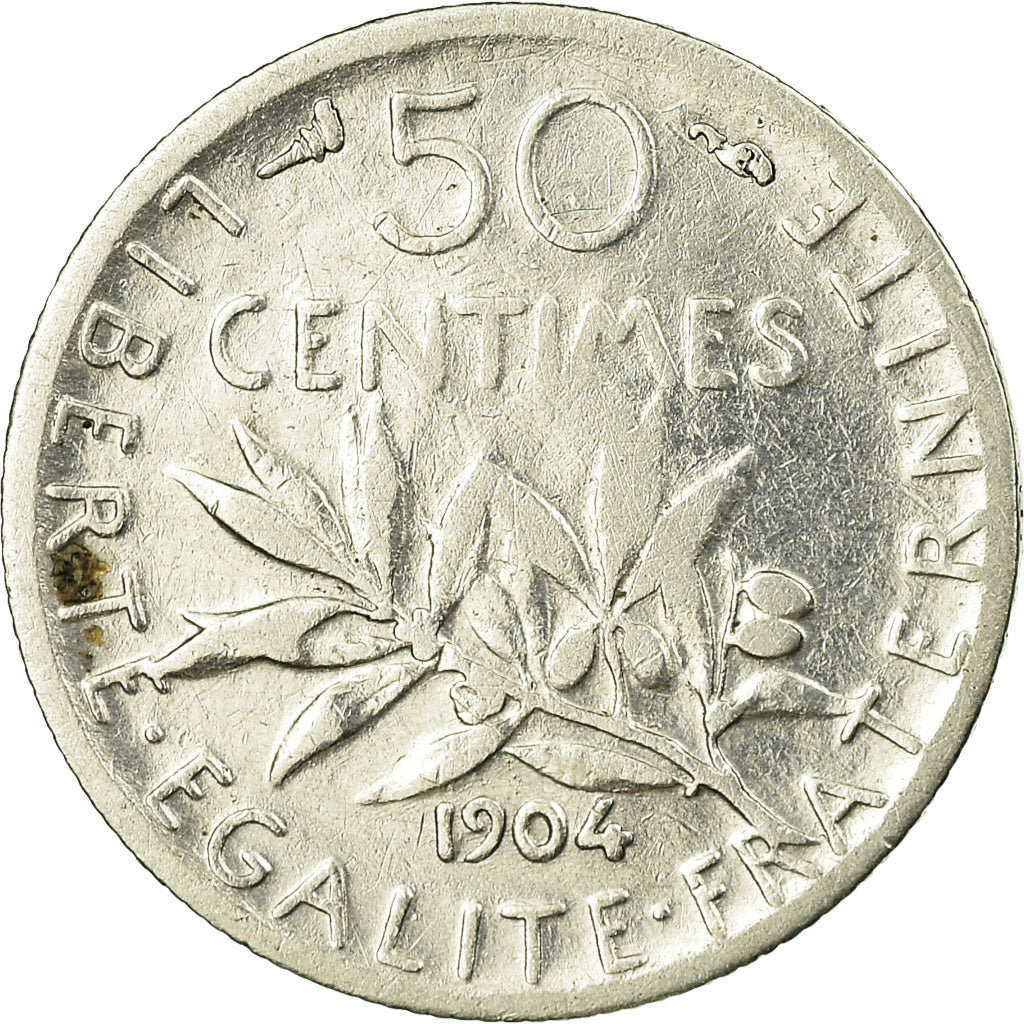 Monnaie, France, Semeuse, 50 Centimes, 1904, Paris, TB, Argent, Gadoury:420