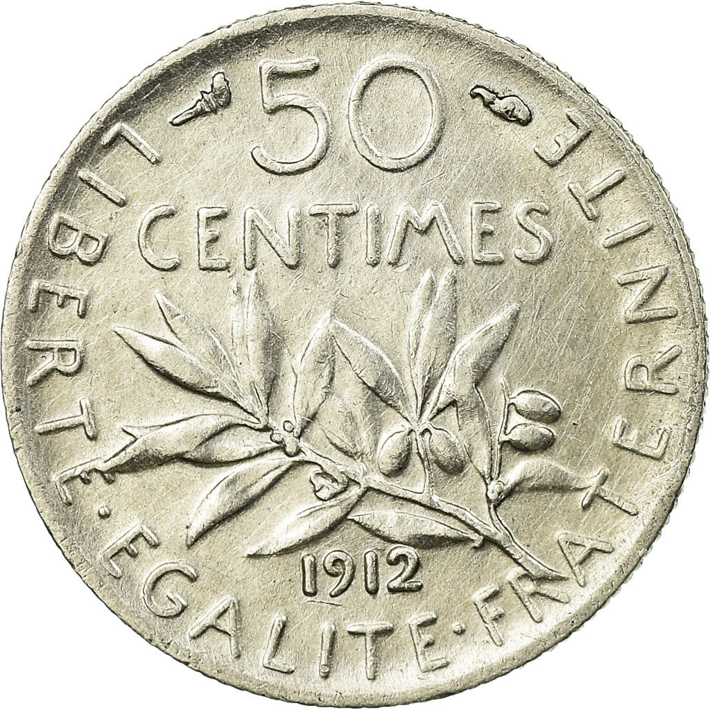 Monnaie, France, Semeuse, 50 Centimes, 1912, Paris, SUP, Argent, Gadoury:420