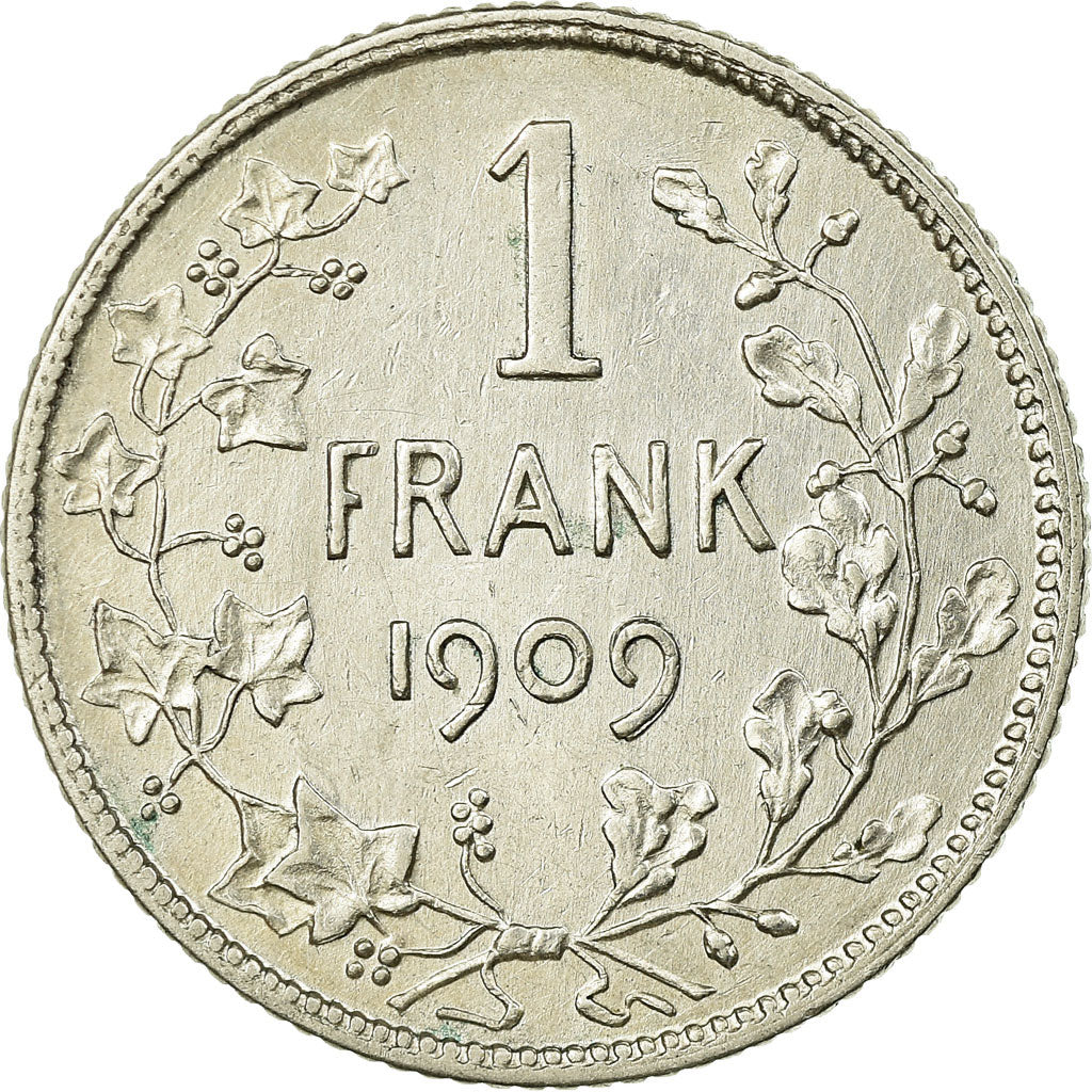 Coin, Belgium, Franc, 1909, AU(50-53), Silver, KM:57.2