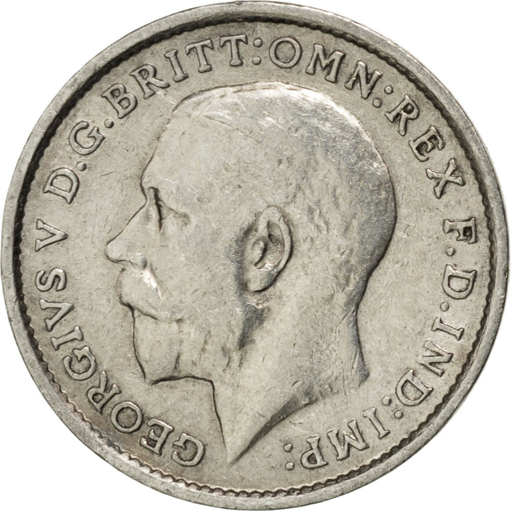 GREAT BRITAIN, 3 Pence, 1914, KM #813, AU(50-53), Silver, 16, 1.38