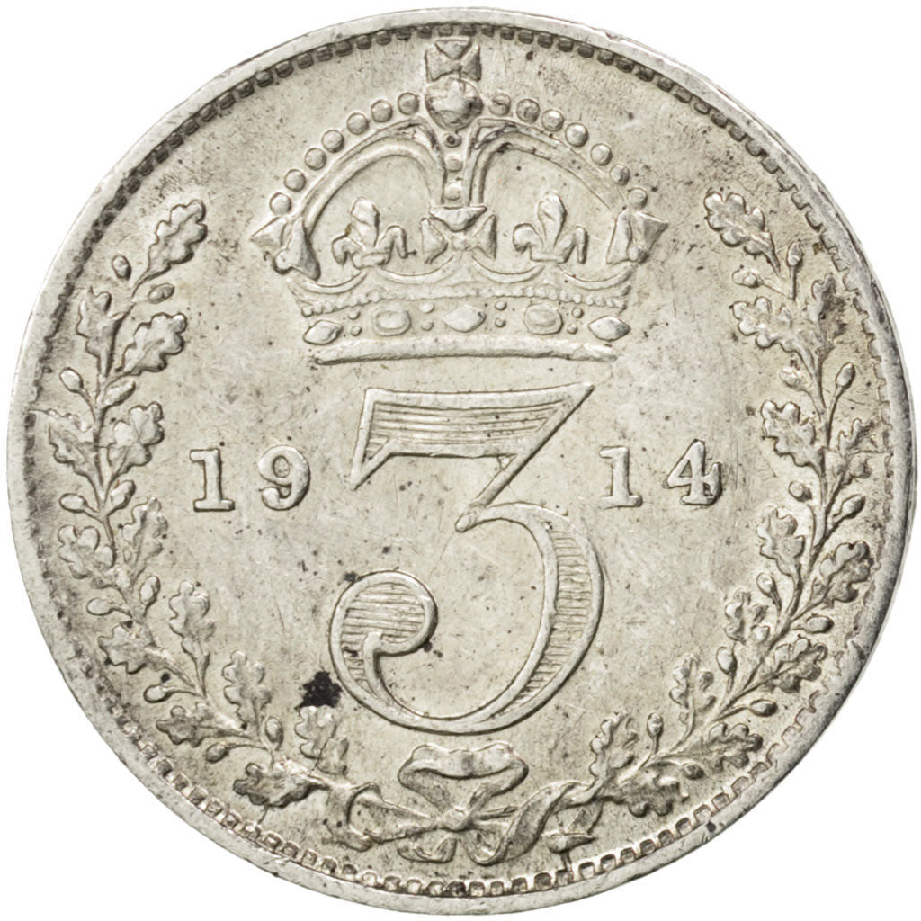 GREAT BRITAIN, 3 Pence, 1914, KM #813, AU(55-58), Silver, 16, 1.41