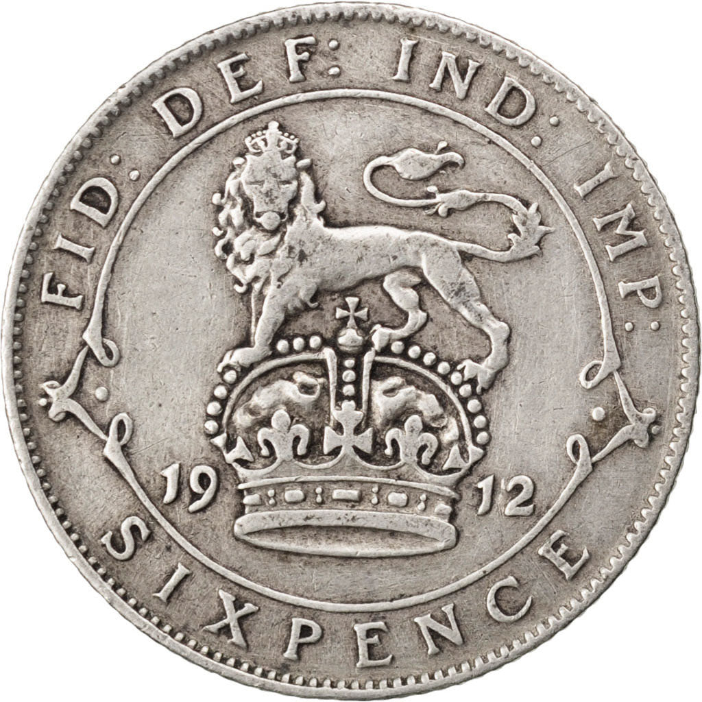 GREAT BRITAIN, 6 Pence, 1912, KM #815, VF(30-35), Silver, 19.5, 2.76