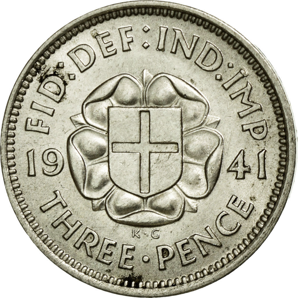 Coin, Great Britain, George VI, 3 Pence, 1941, MS(63), Silver, KM:848