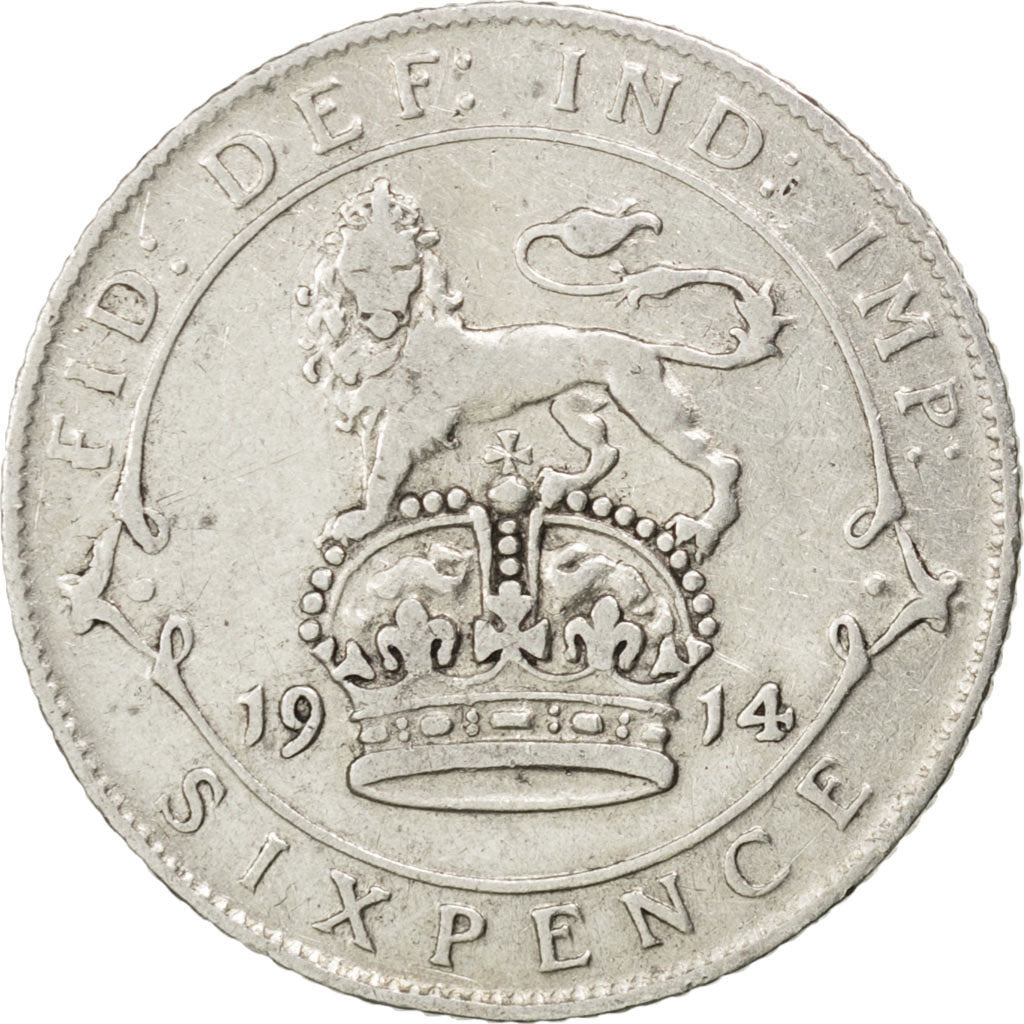GREAT BRITAIN, 6 Pence, 1914, KM #815, VF(20-25), Silver, 19.5, 2.76