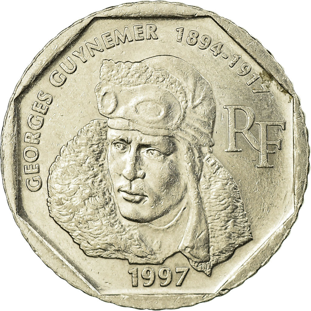 Moeda, França, Guynemer, 2 Francs, 1997, EF(40-45), Níquel, KM:1187