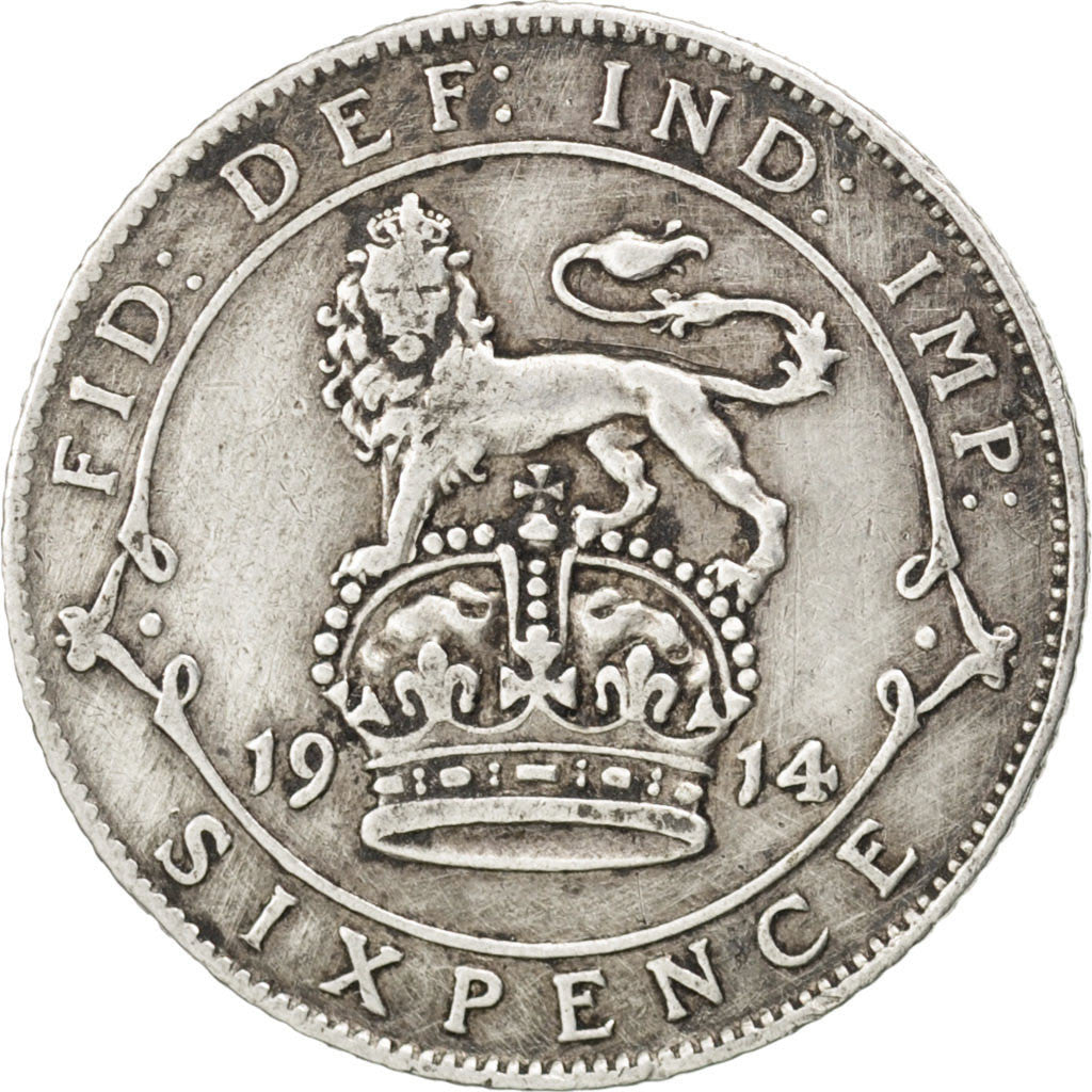 GREAT BRITAIN, 6 Pence, 1914, KM #815, VF(30-35), Silver, 19.5, 2.76