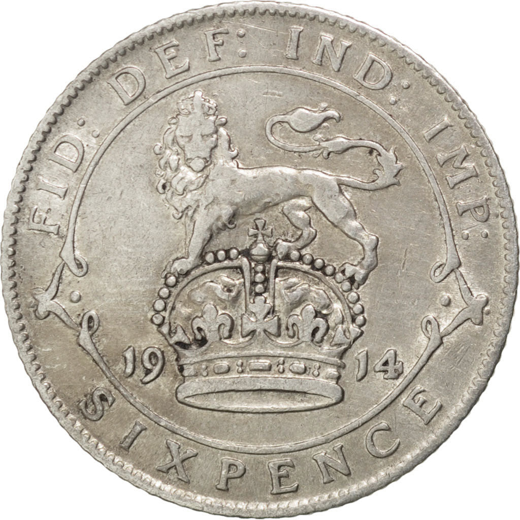 GREAT BRITAIN, 6 Pence, 1914, KM #815, EF(40-45), Silver, 19.5, 2.78