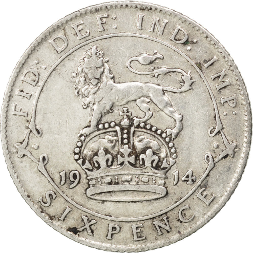 GREAT BRITAIN, 6 Pence, 1914, KM #815, VF(20-25), Silver, 19.5, 2.78
