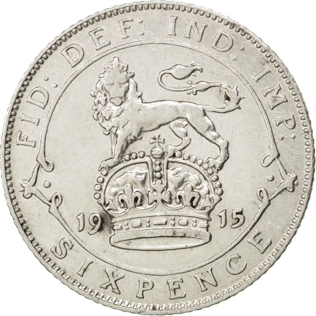 GREAT BRITAIN, 6 Pence, 1915, KM #815, AU(50-53), Silver, 19.5, 2.81