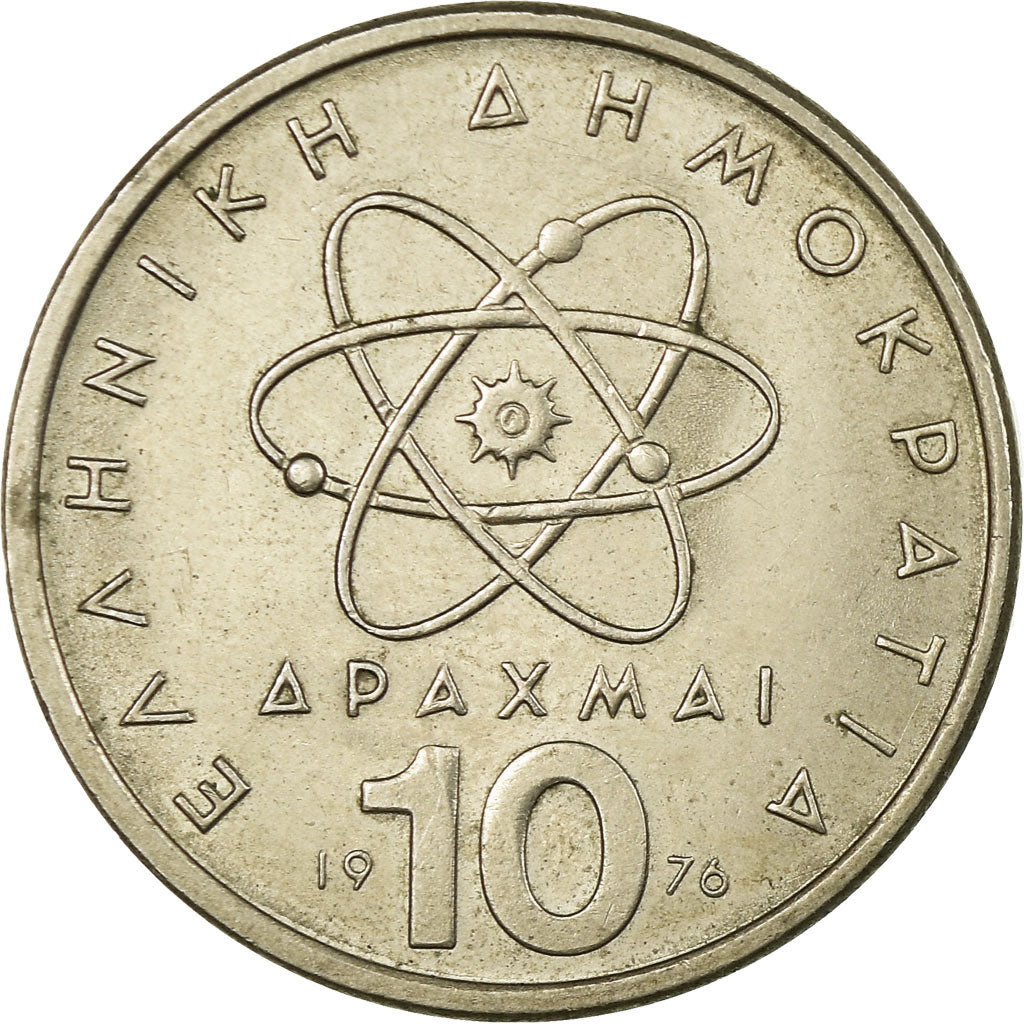 Coin, Greece, 10 Drachmai, 1976, VF(30-35), Copper-nickel, KM:119
