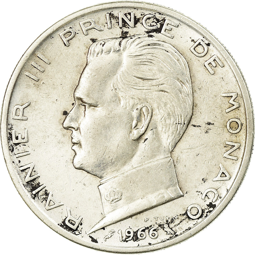Coin, Monaco, Rainier III, 5 Francs, 1966, EF(40-45), Silver, KM:141