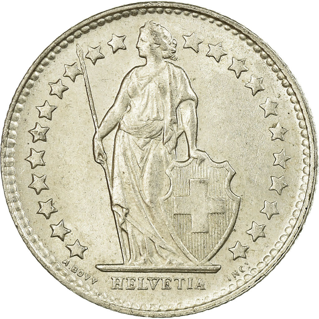 Coin, Switzerland, 1/2 Franc, 1955, Bern, AU(55-58), Silver, KM:23